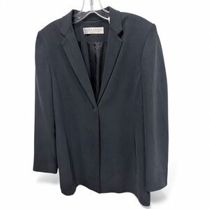 Valerie Stevens Collection Dark Grey 100% Silk One Button Blazer Size 6